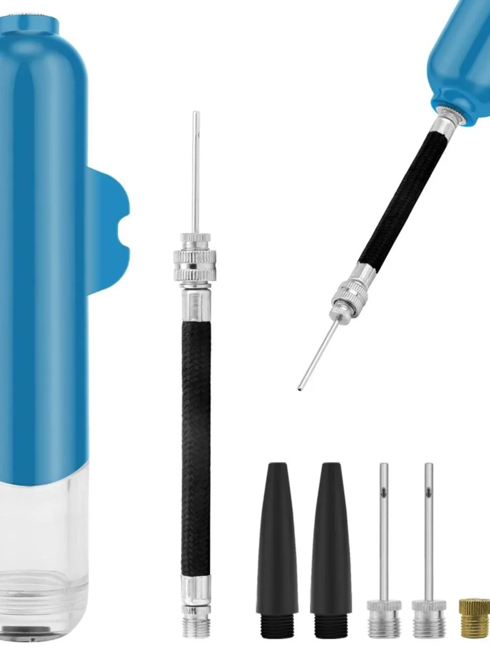 BROTOU Ball Pump, Dual Action Inflate Air Pump with 3 Needles and 2 Nozzles for